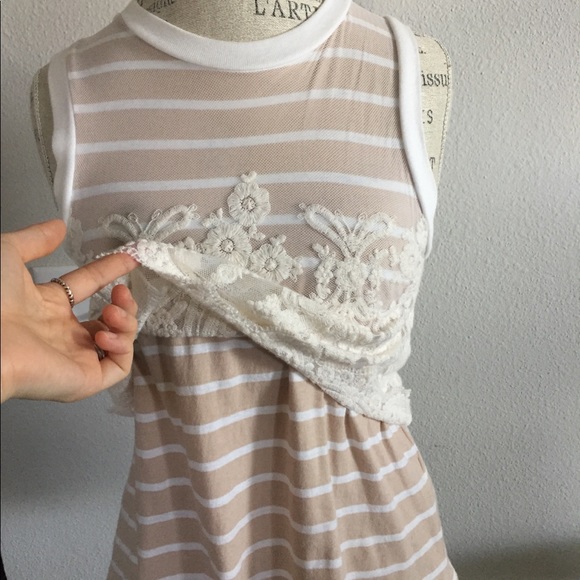 Anthropologie lace striped tank top - Picture 3 of 7